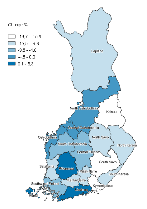 Change in the number of children aged under 18 in families with children by region from 2008 to 2018 