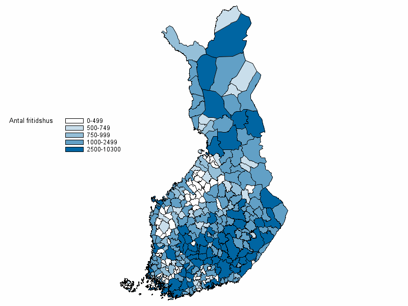 Figur 5. Fritidshus efter kommuner år 2013
