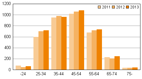 Personer som anskt om skuldsanering efter ldersgrupp 2011–2013